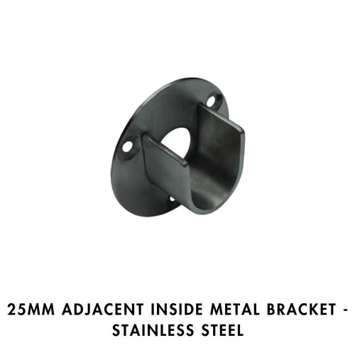 25mm Adjacent Inside Metal Bracket – Stainless Steel (2pc)