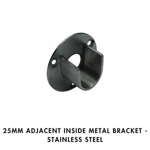 25mm Adjacent Inside Metal Bracket – Stainless Steel (2pc)
