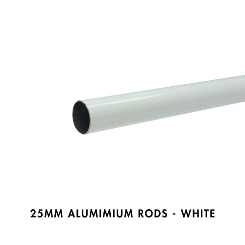 25mm Aluminium Rods – White