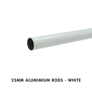 25mm Aluminium Rods – White