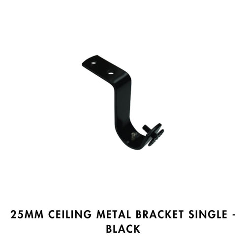 25MM Ceiling Metal Bracket Single - Black