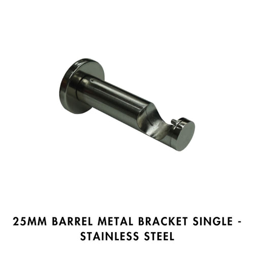 25mm Barrel Metal Bracket – Single – Stainless Steel