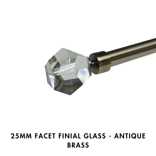 25mm Facet Finial Glass – Antique Brass