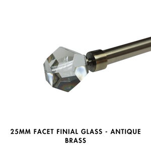 25mm Facet Finial Glass – Antique Brass