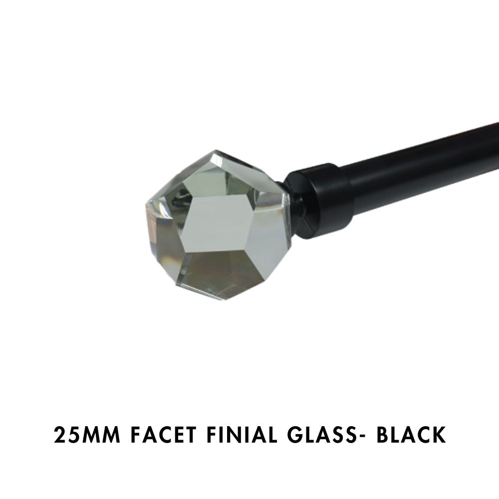 25mm Facet Finial Glass – Black