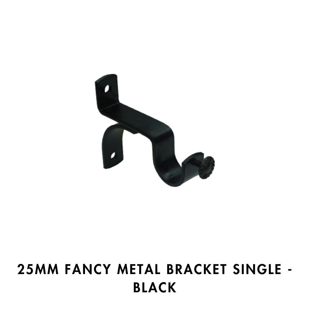 25MM Fancy Metal Bracket Single - Black