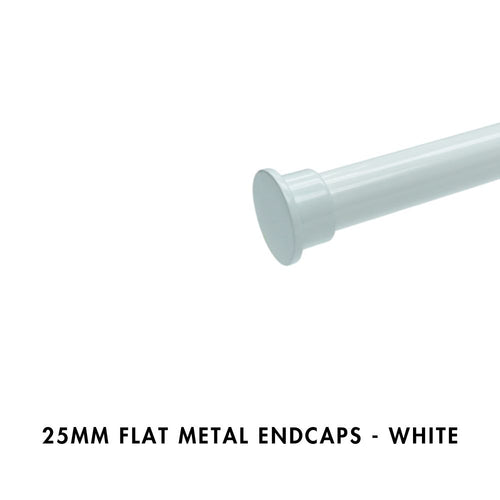 25mm Flat Metal Endcap – White