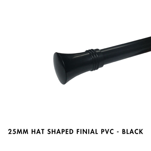25mm Hat Shaped Finial PVC – Black
