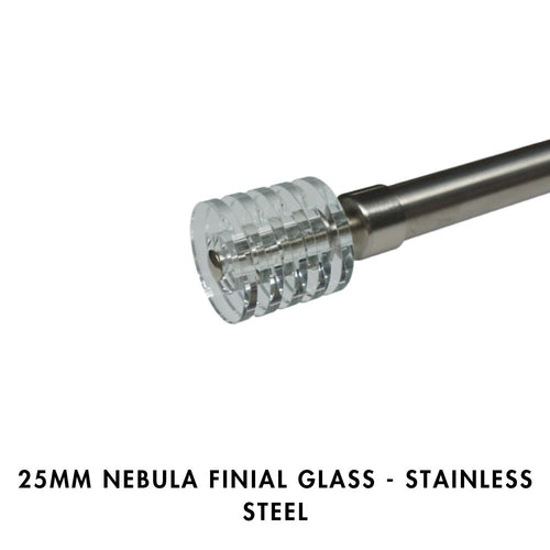 25mm Nebula Finial Glass – Stainless Steel (2pc)
