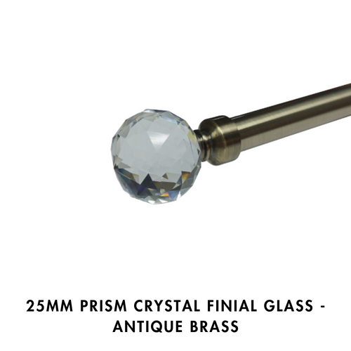 25mm Prism Crystal Finial Glass – Antique Brass