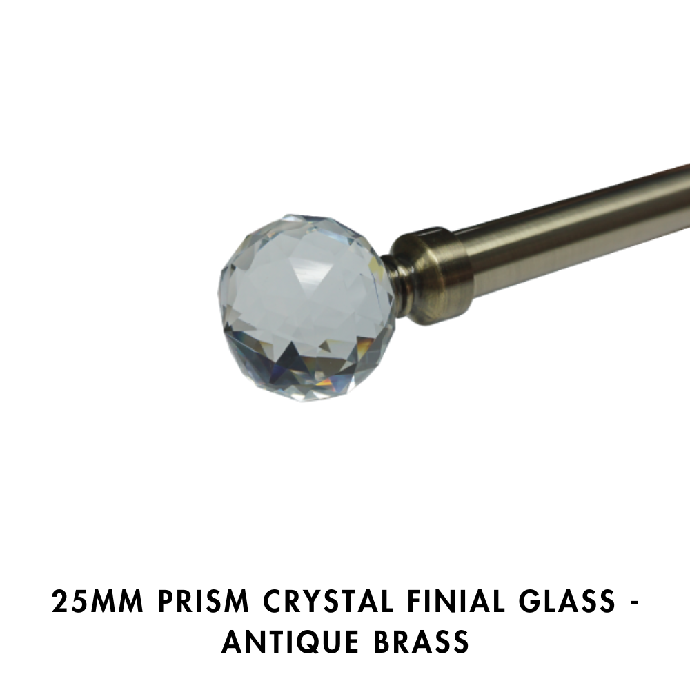 25mm Prism Crystal Finial Glass – Antique Brass