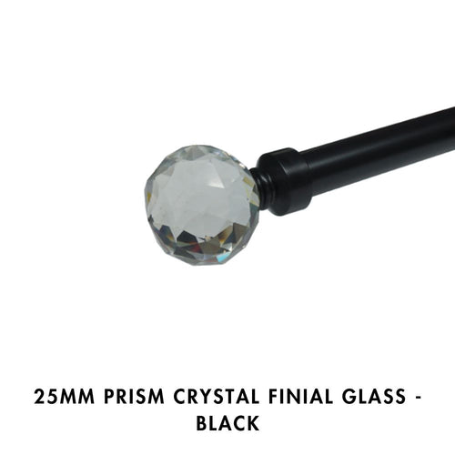25mm Prism Crystal Finial Glass – Black