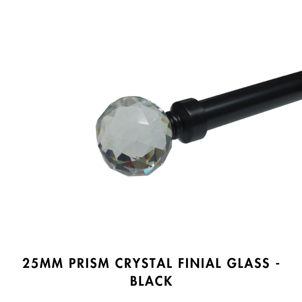 25mm Prism Crystal Finial Glass – Black