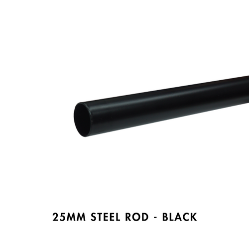 25mm Aluminium Rods – Black