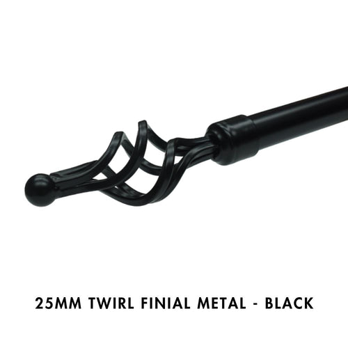 25mm Twirl Finial Metal – Black