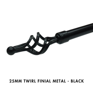25mm Twirl Finial Metal – Black