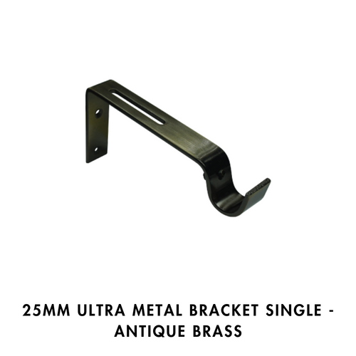 25mm Ultra Metal Bracket – Single – Antique Brass