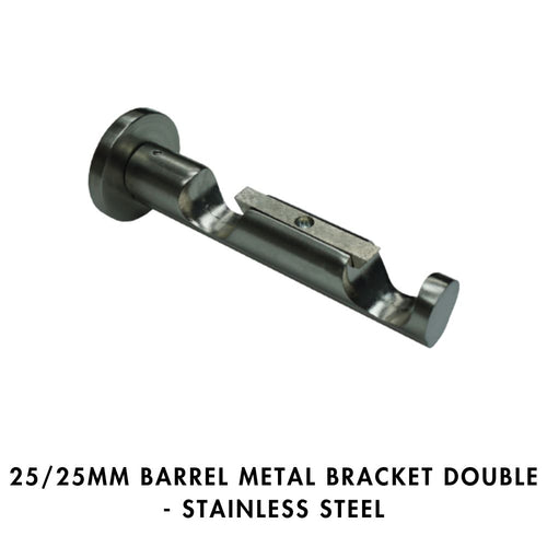25/25mm Barrel Metal Bracket – Double – Stainless Steel