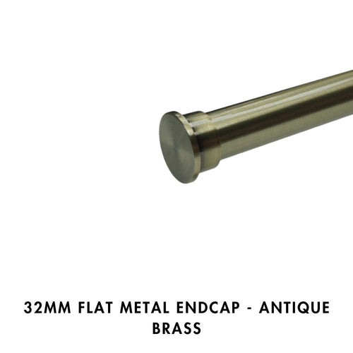 32mm Flat Metal Endcap – Antique Brass