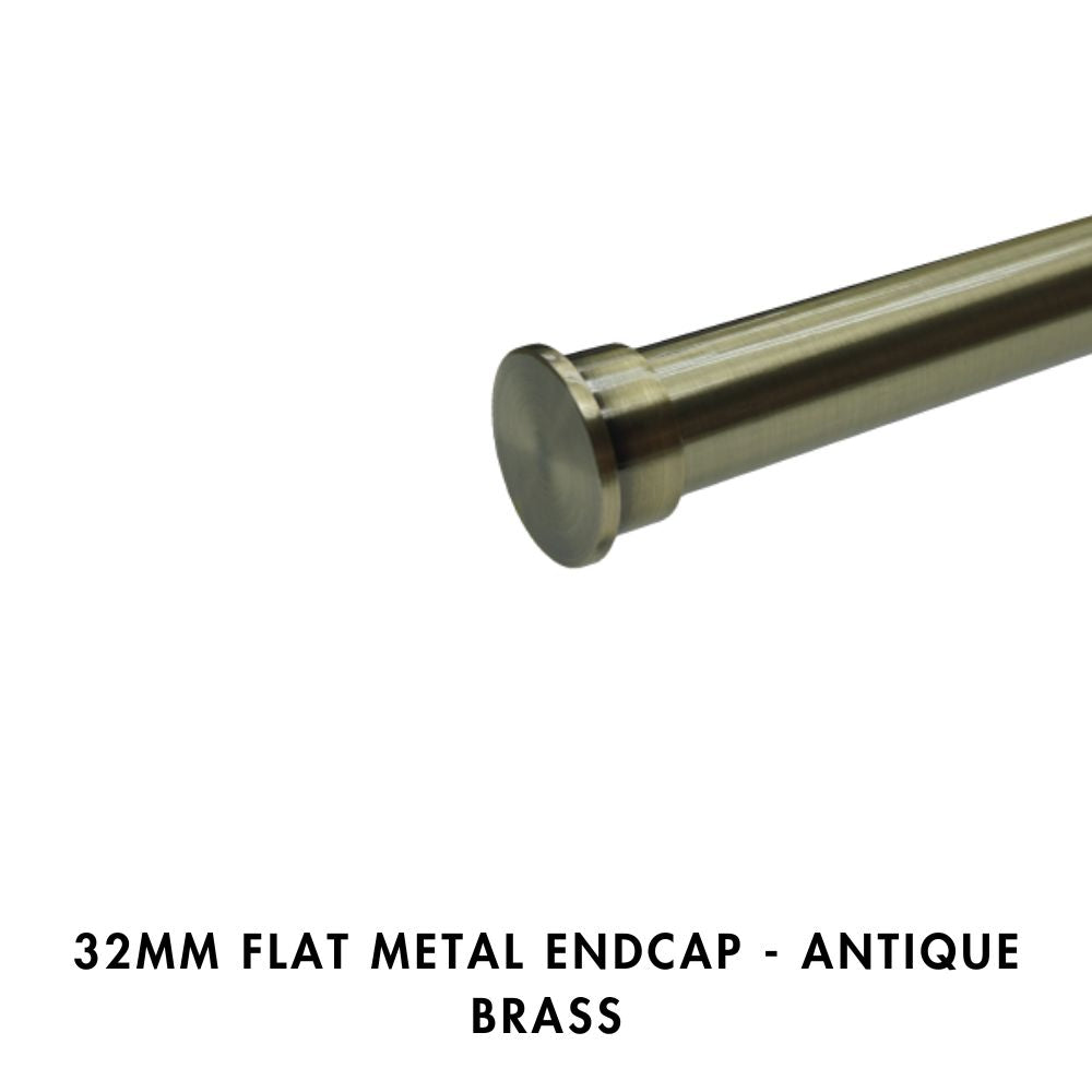 32mm Flat Metal Endcap – Antique Brass