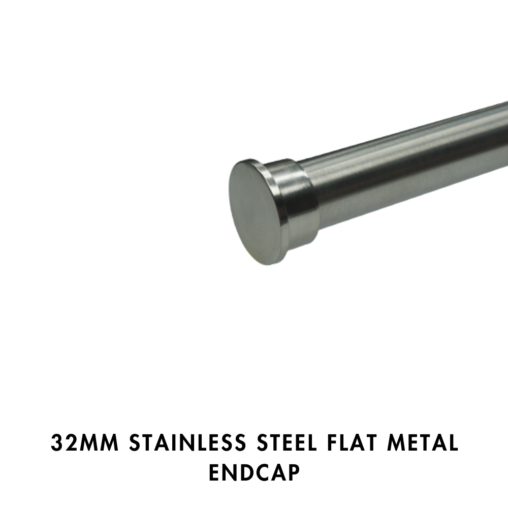 32mm Flat Metal Endcap – Stainless Steel