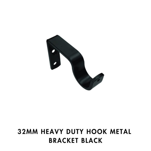 32mm Heavy Duty Hook Metal Bracket – Black