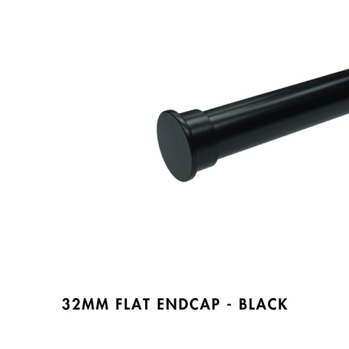 Pair of 32mm Flat Metal Endcap – Black