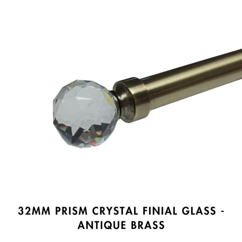 32mm Prism Crystal Finial Glass – Antique Brass