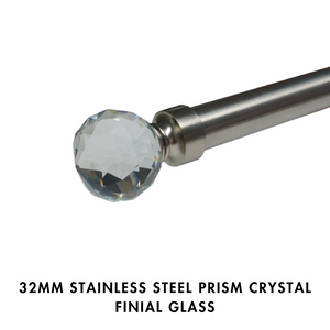 32mm Prism Crystal Finial Glass – Stainless Steel