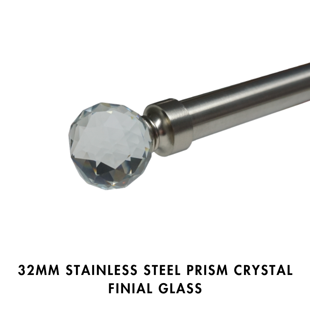 32mm Prism Crystal Finial Glass – Stainless Steel