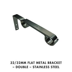 32/32mm Flat Metal Bracket | Double Stainless Steel