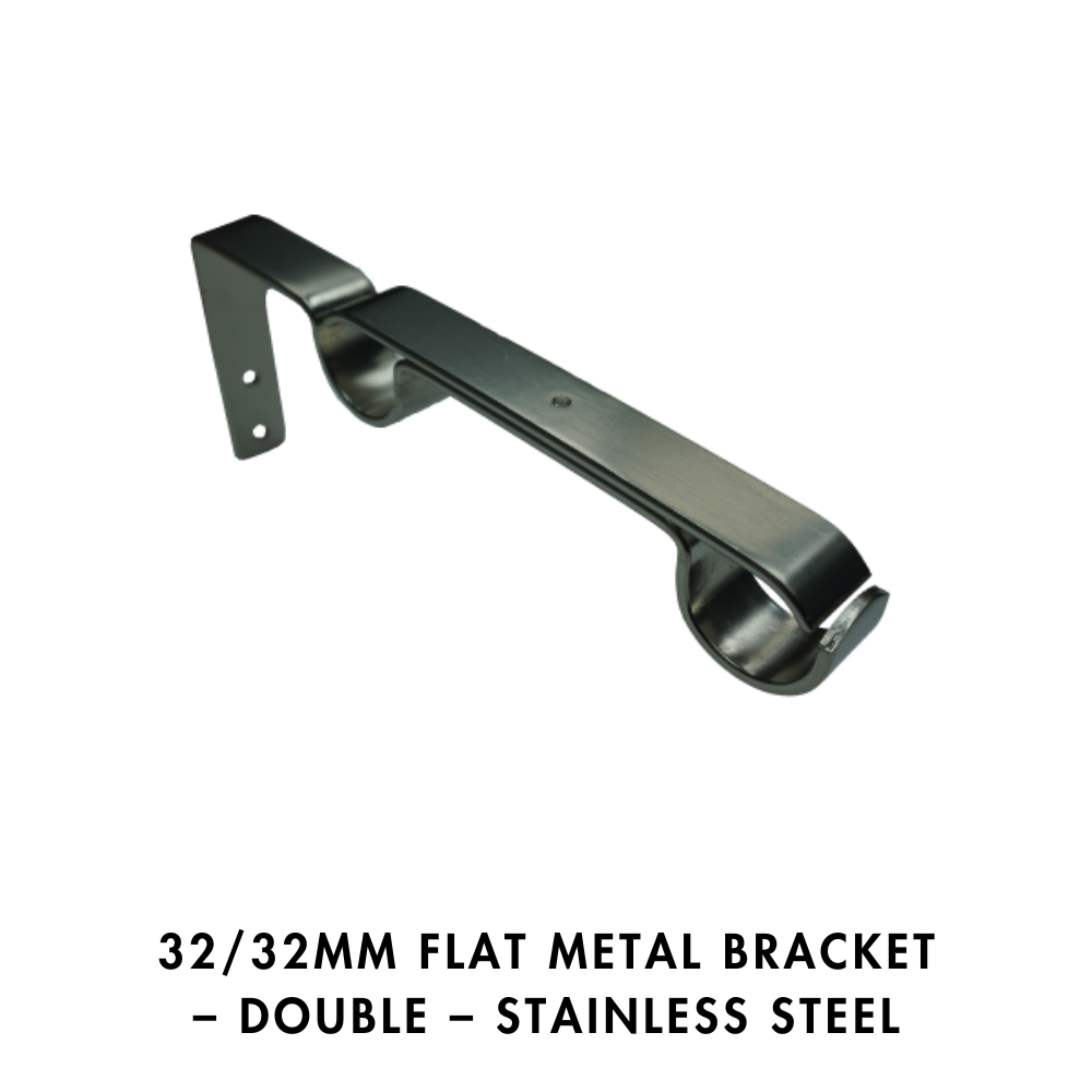 32/32mm Flat Metal Bracket | Double Stainless Steel