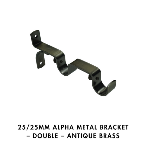 25/25mm Alpha Metal Bracket – Double – Antique Brass