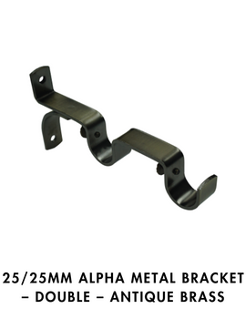 25/25mm Alpha Metal Bracket – Double – Antique Brass