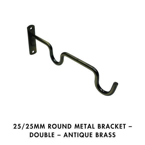 25/25mm Round Metal Bracket – Double – Antique Brass