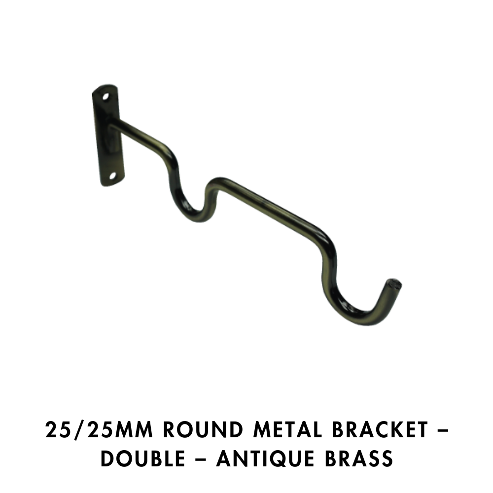 25/25mm Round Metal Bracket – Double – Antique Brass