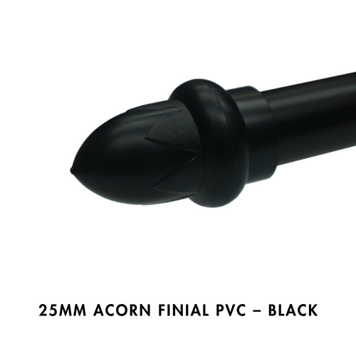 25mm Acorn Finial PVC – Black