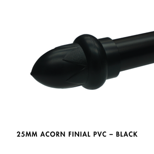 25mm Acorn Finial PVC – Black