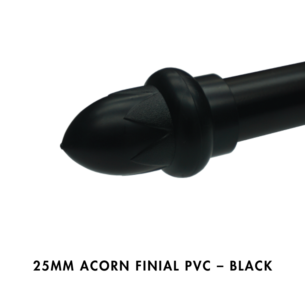 25mm Acorn Finial PVC – Black