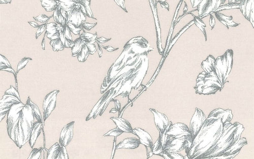 Bloomy Birds Pink Robin Translucent Roller Blinds