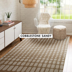 Cobblestone Sandy Geometric Rug