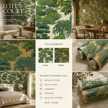 Load image into Gallery viewer, Lotus Court Botanical Wallpaper