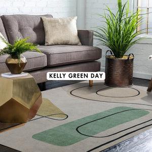 Kelly Green Day Geometric Rug