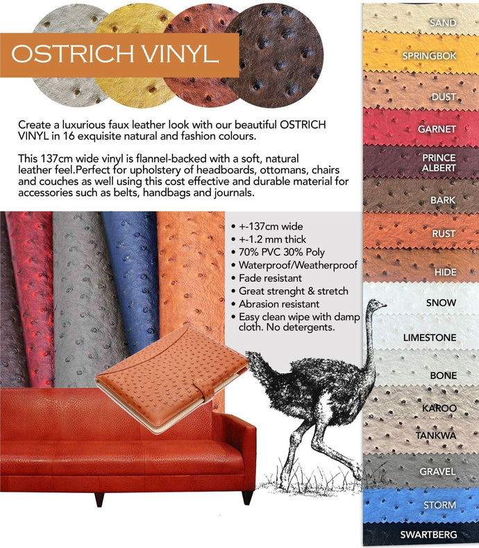 Ostrich Vinyl Faux Leather Upholstery Fabric