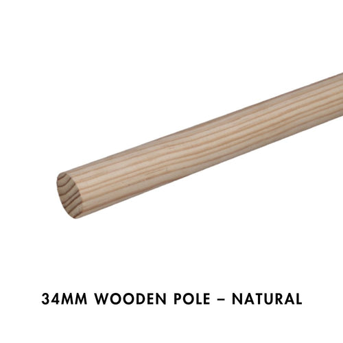 34mm Wooden Pole – Natural