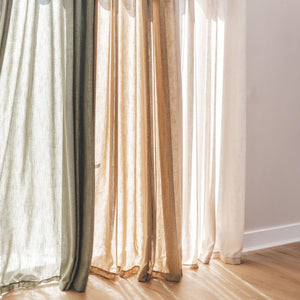 Tabi Collection </br> Sheer Linen-Look Curtain </br> XL with 16 Matt Black Eyelets