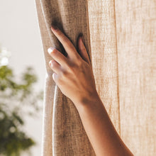 Load image into Gallery viewer, Tabi Collection &lt;/br&gt; Sheer Linen-Look Curtain &lt;/br&gt; XL with 16 Matt Black Eyelets