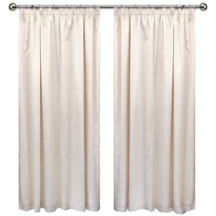Cream Faux Silk Taped Curtain