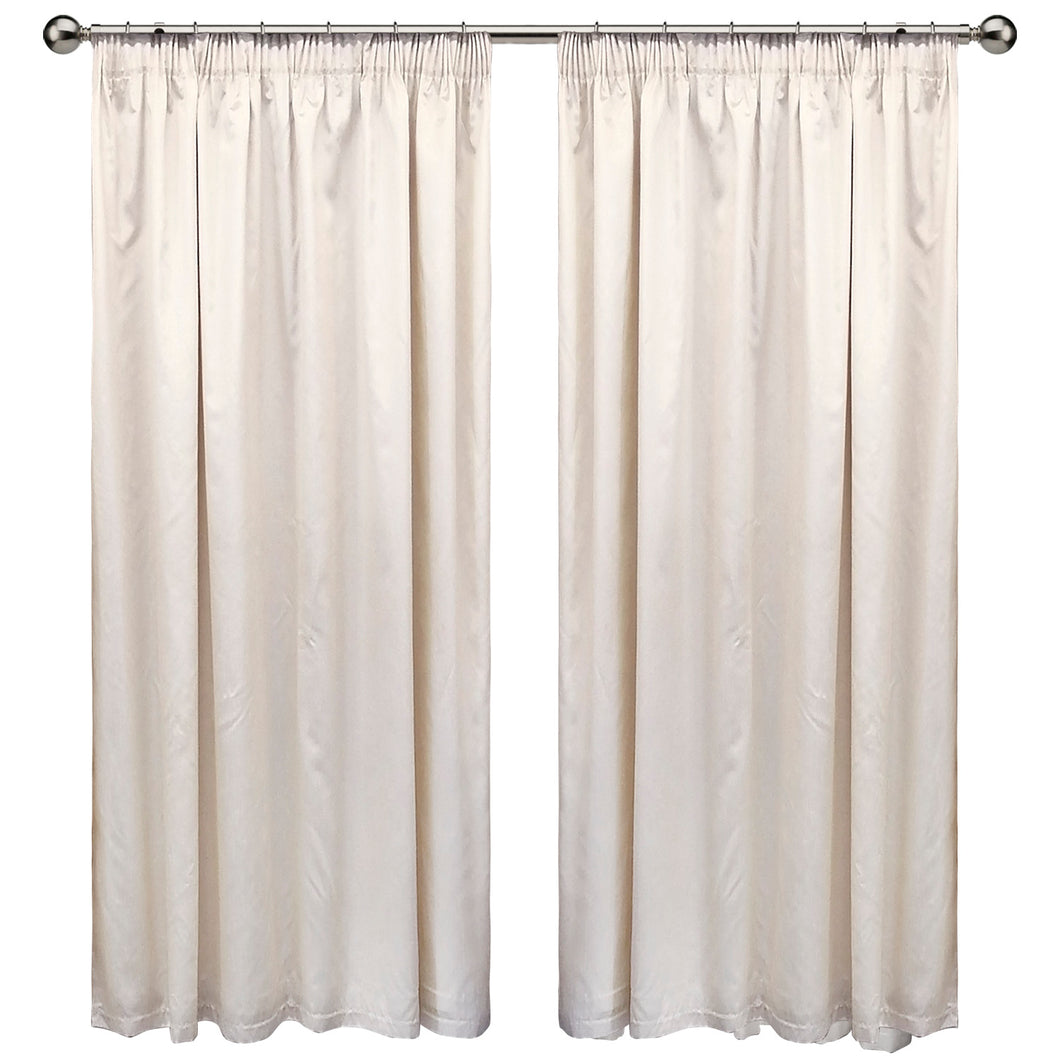 Cream Faux Silk Taped Curtain