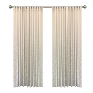 Cream Patterned Wave  Pleated Lined Curtain